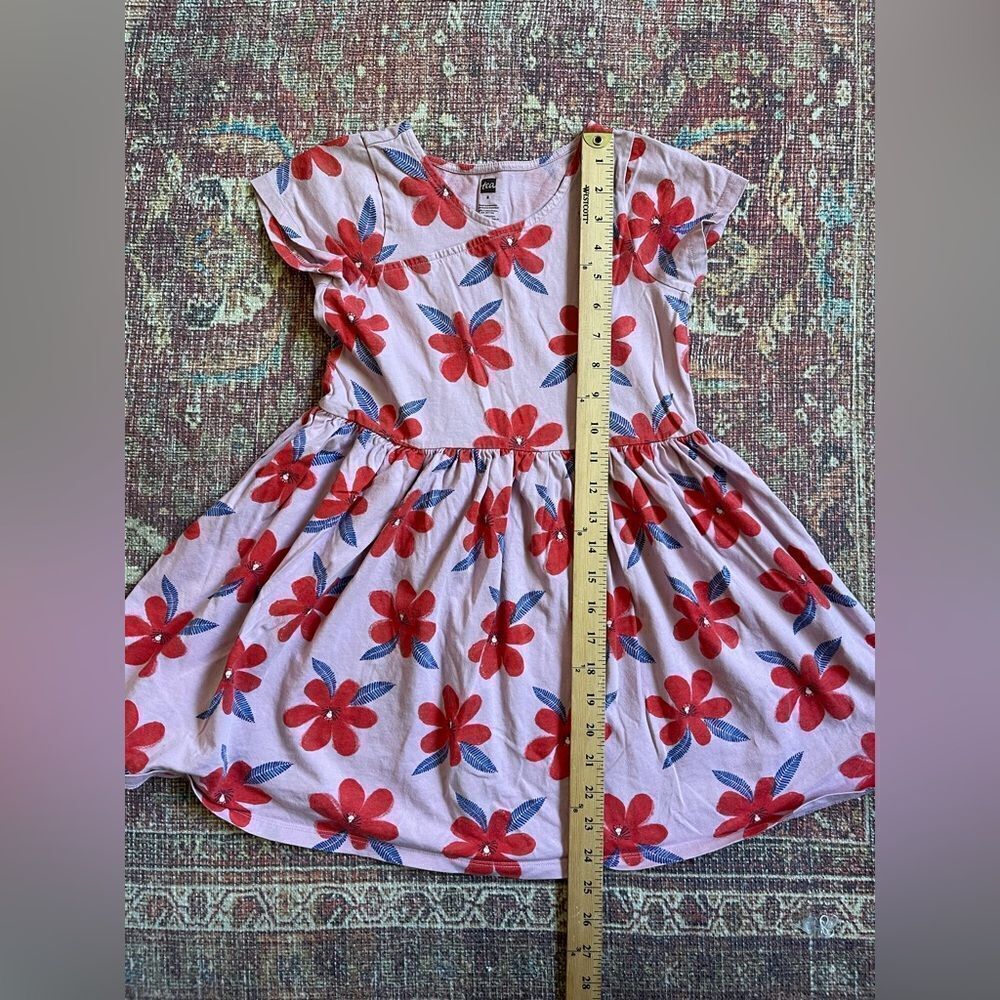 Tea size 8 Floral Kids Dress in Pink, Red and Blue - Picture 2 of 8